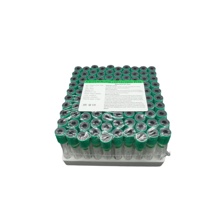 Green Vacuum Blood Collection Tubes, Heparin Lithium Tube