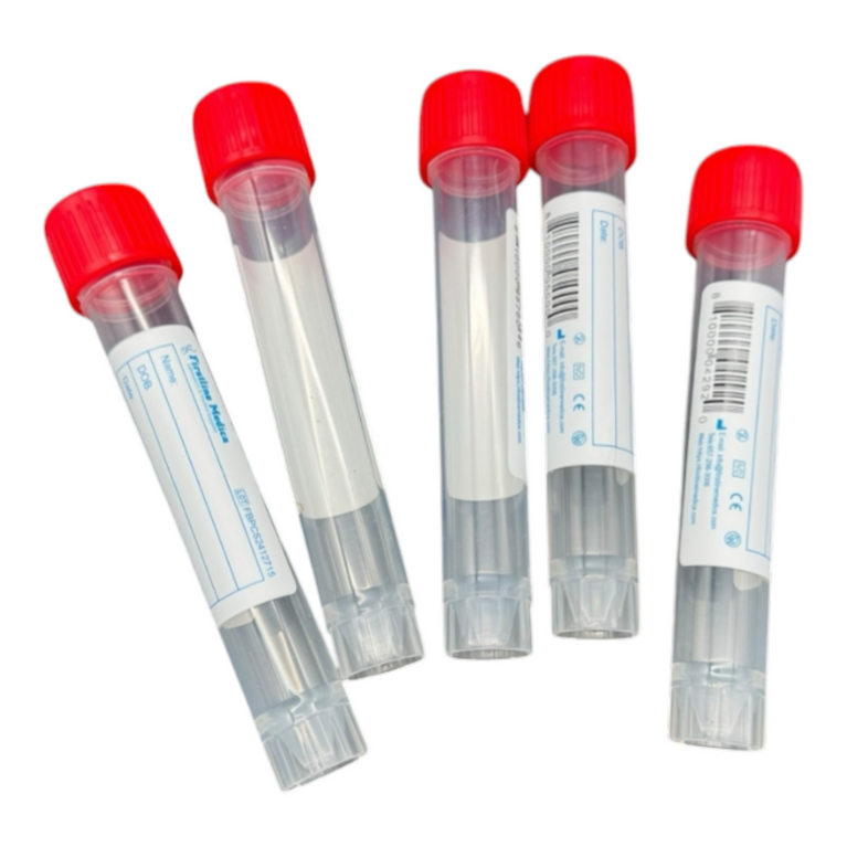 10mL Self-Standing Transport Tubes with Red Screw Cap - 2000 pcs/Case