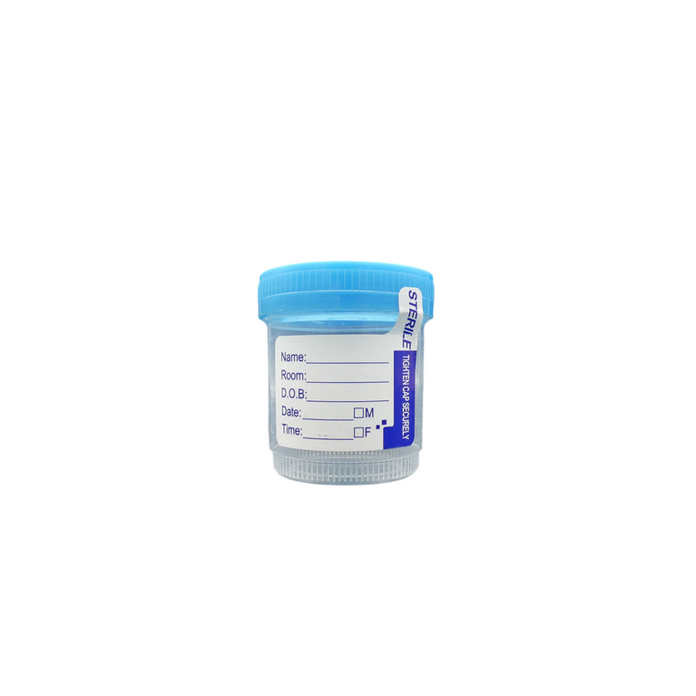 50 Pack Sterile Specimen Cups With Lids & Temperature Strips - 4oz Urine Collection