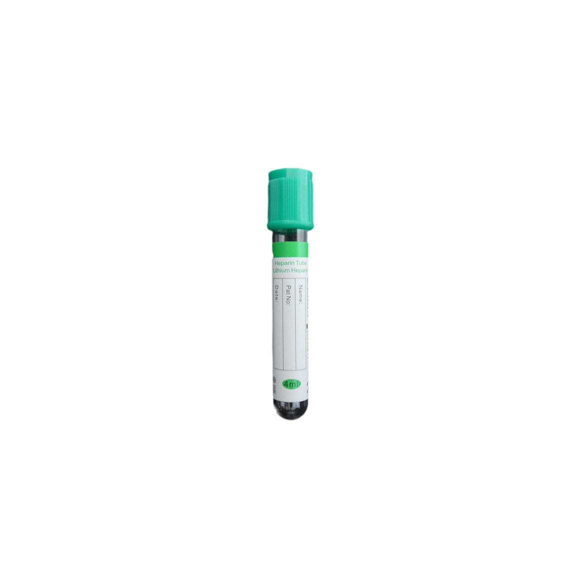 4ml Green Vacuum Blood Collection Tubes, Heparin Lithium Tube