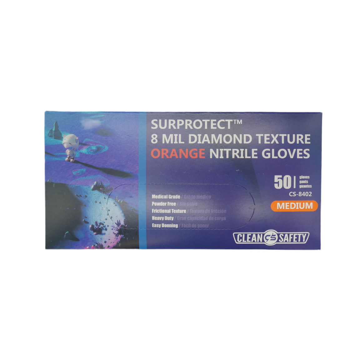 Surprotect Diamond Texture Orange Nitrile Gloves (8 MIL)