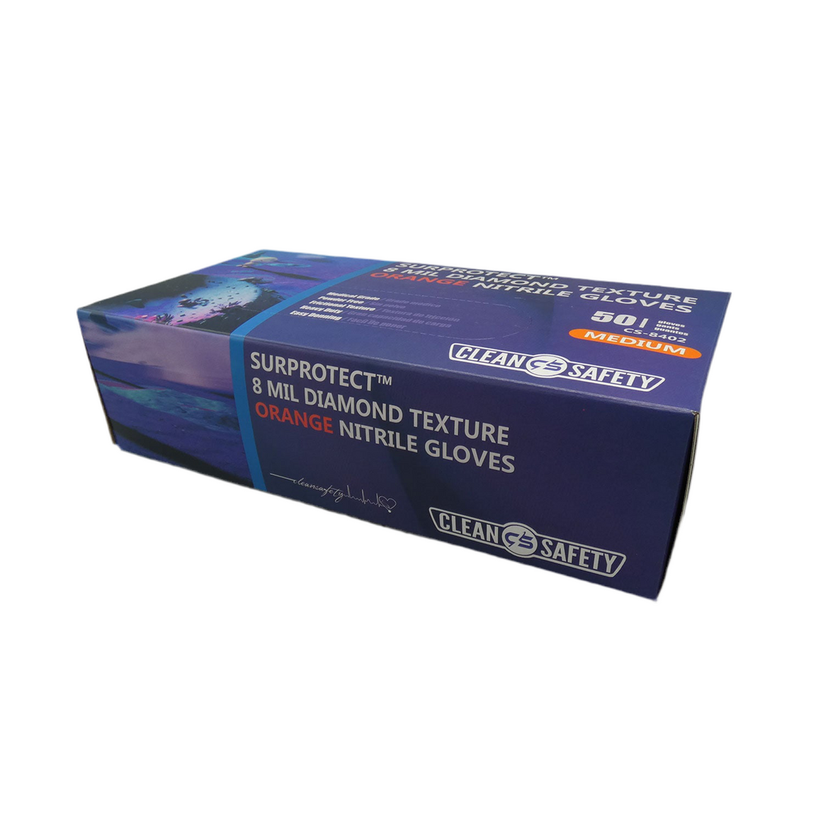 Surprotect Diamond Texture Orange Nitrile Gloves (8 MIL)
