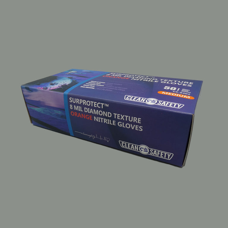 Surprotect Diamond Texture Orange Nitrile Gloves (8 MIL)