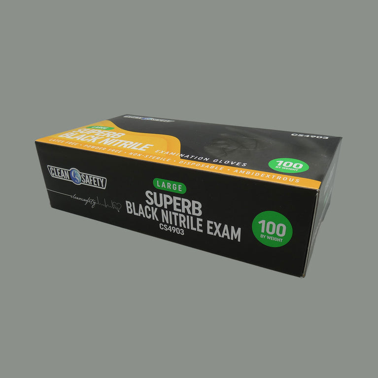 Superb Black Nitrile Examination Gloves (3.5 MIL)