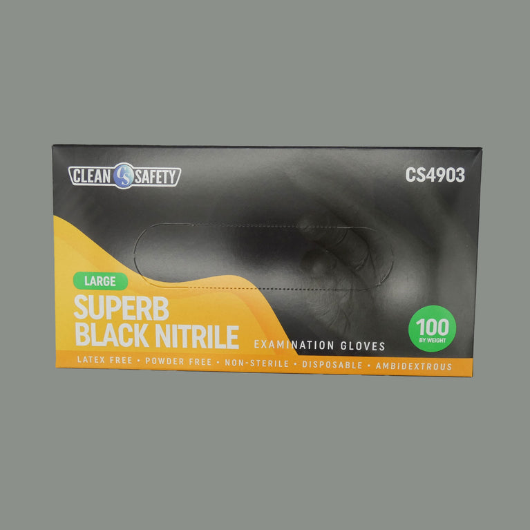 Superb Black Nitrile Examination Gloves (3.5 MIL)