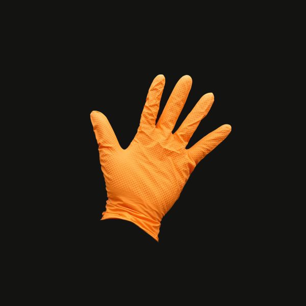 Orange Nitrile Exam Gloves, Large, Textured, 8ml
