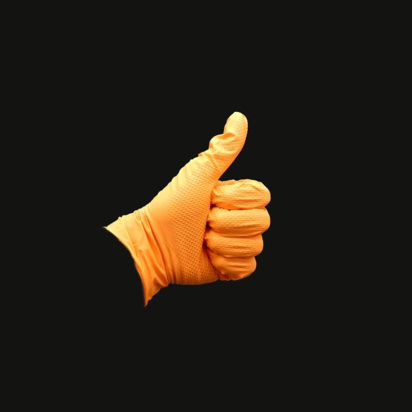 Orange Nitrile Exam Gloves, Medium, Textured, 8ml