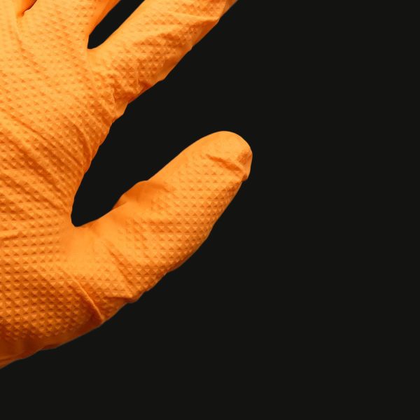 Orange Nitrile Exam Gloves, Medium, Textured, 8ml